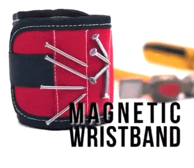 Magnetic Wrist Band lets you hold small tools, nails screws and nuts so that you don't lose them.